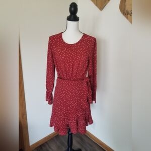 Polkadot Ruffle Wrap Dress